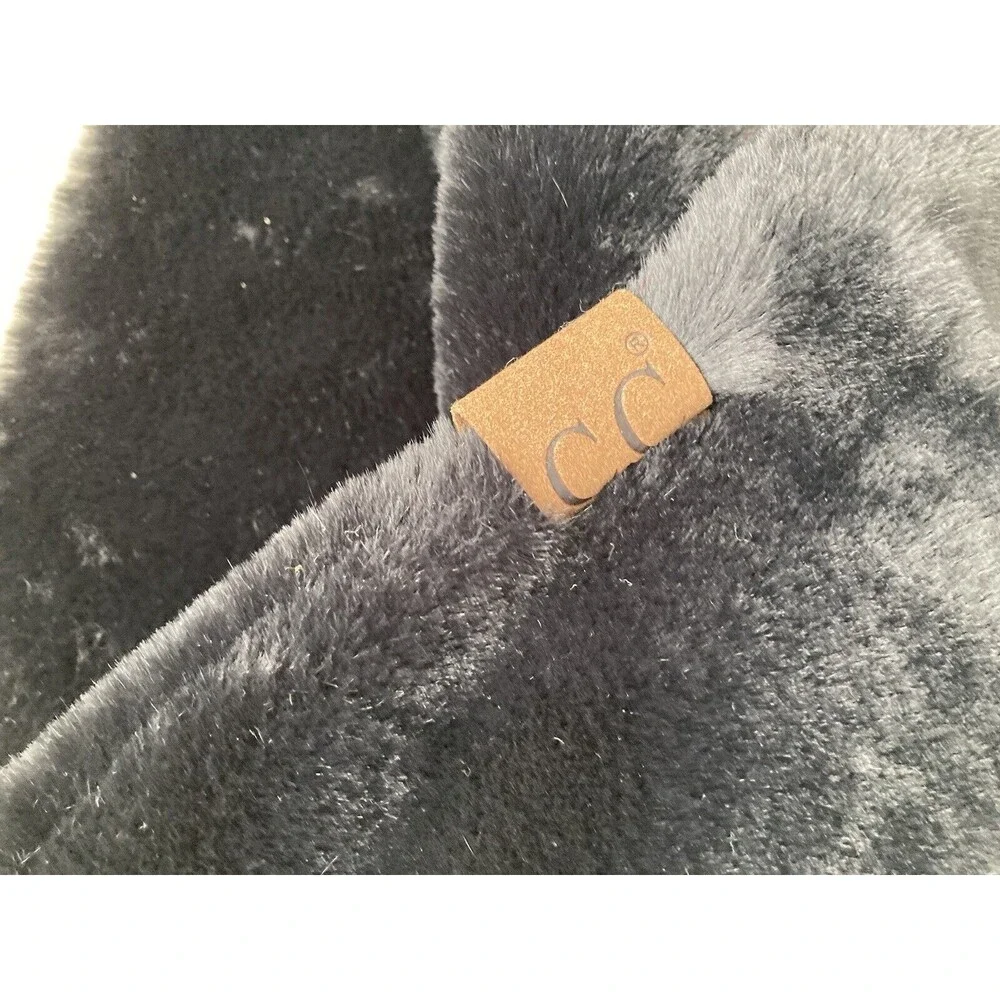CC Exclusives Black Faux Fur Plush Cowl Scarf